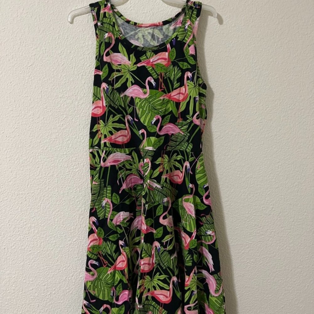 Black summer patterned beach dress-S